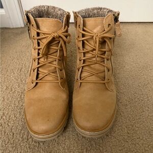 Women's Tan Lace-Up Boots